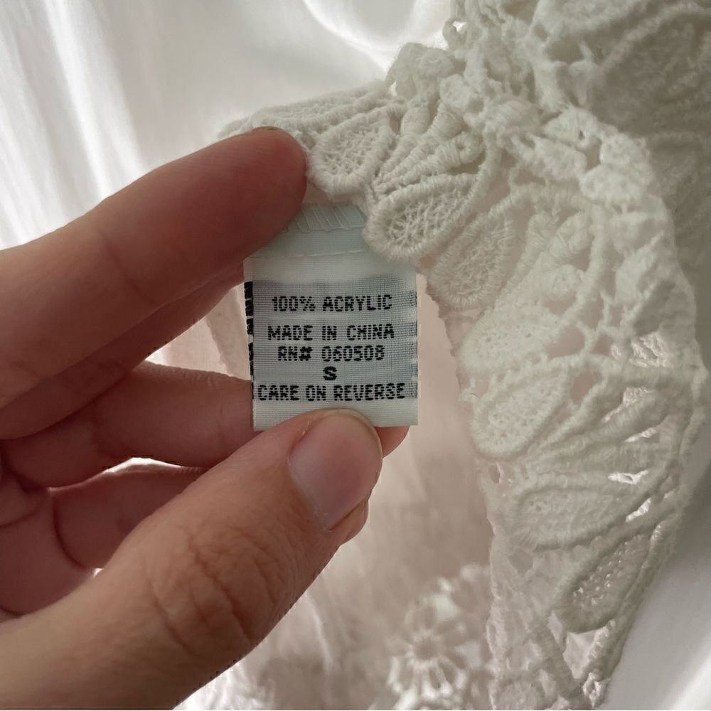 Nostalgia Boho White Crochet Detail Swim Coverup/ Tunic Size S - Picture 11 of 15